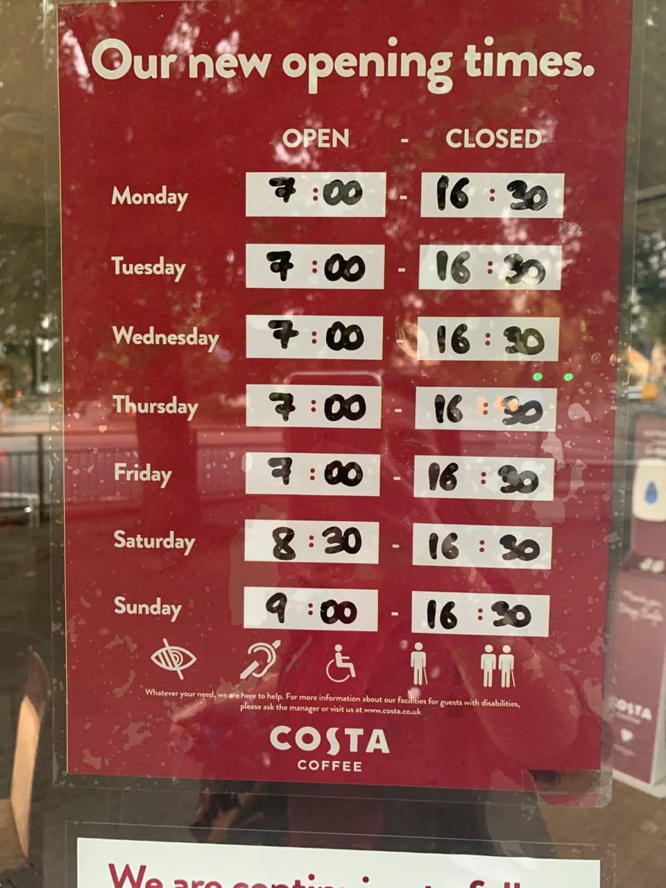 Costa Coffee меню