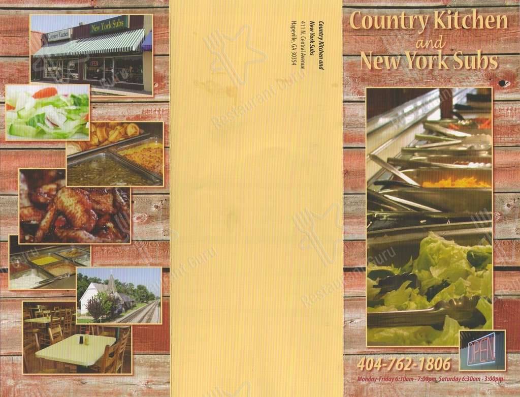 Country Kitchen and New York Subs меню