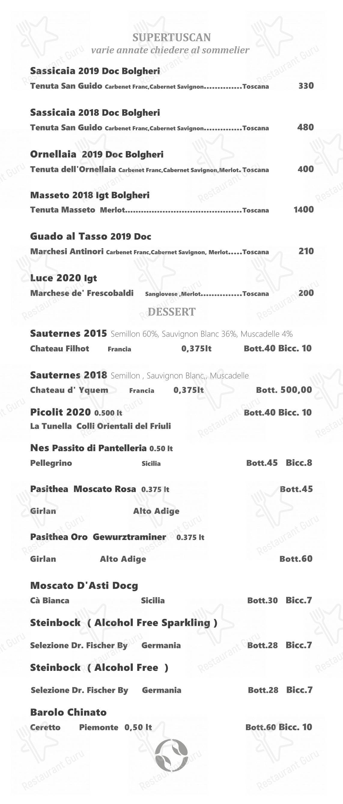 Ristorante Crab в Риме - Меню