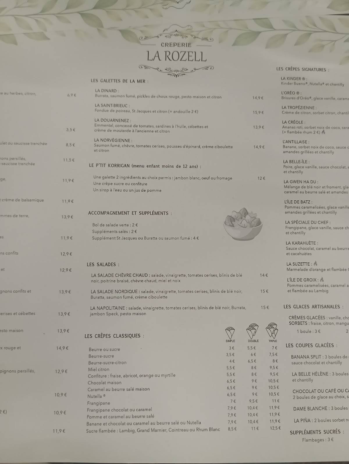 Crêperie La Rozell меню