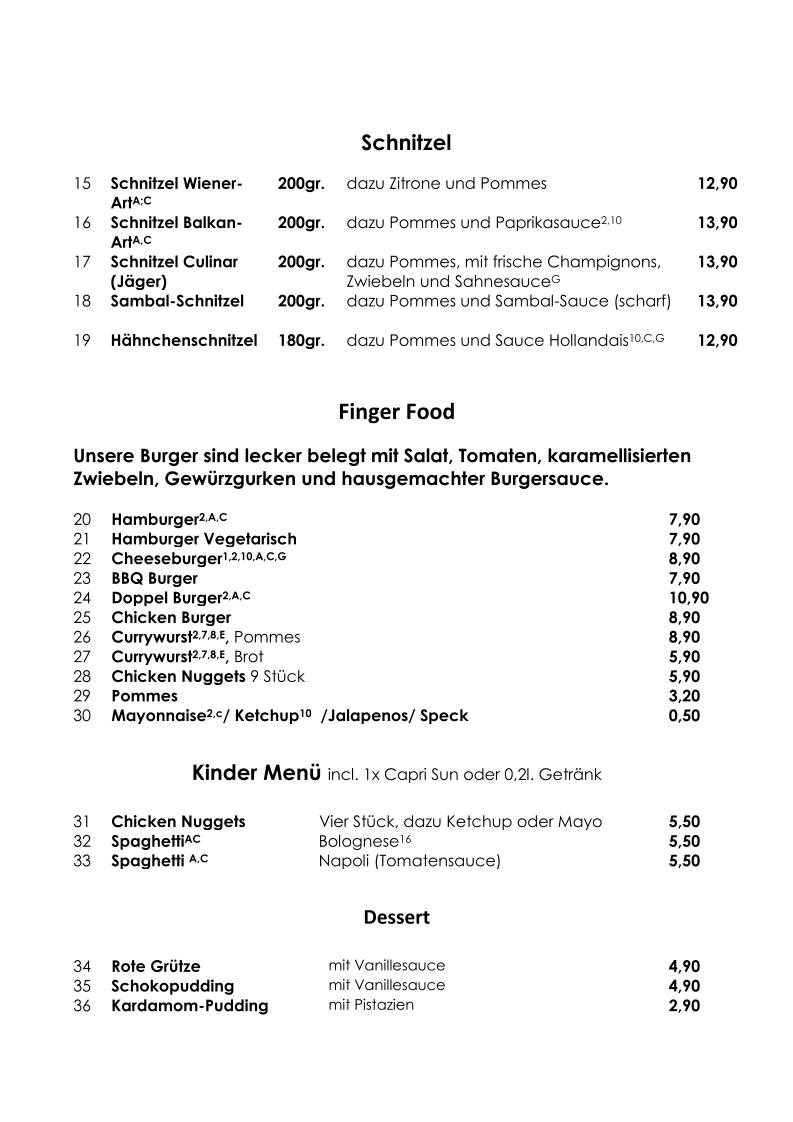 Culinar Herrenhausen меню
