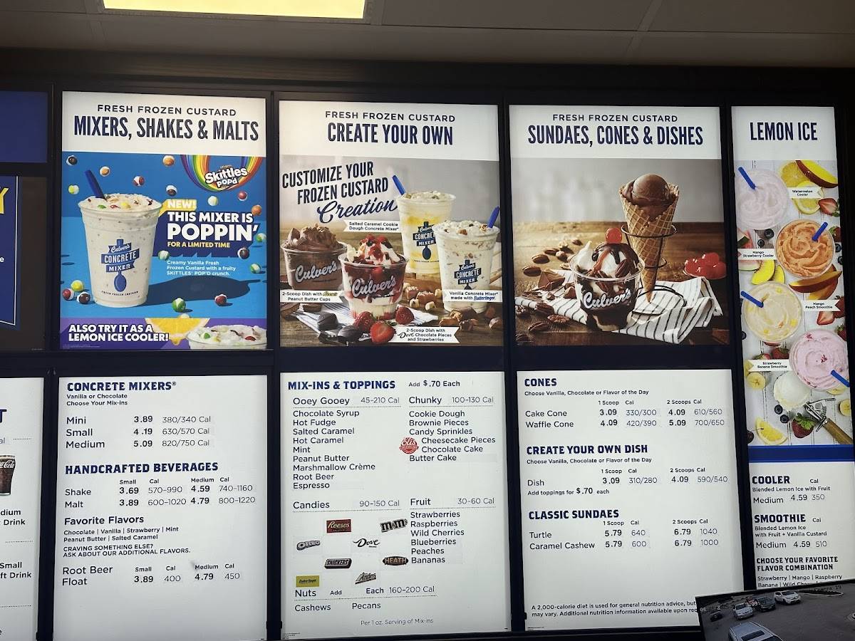Culver’s меню