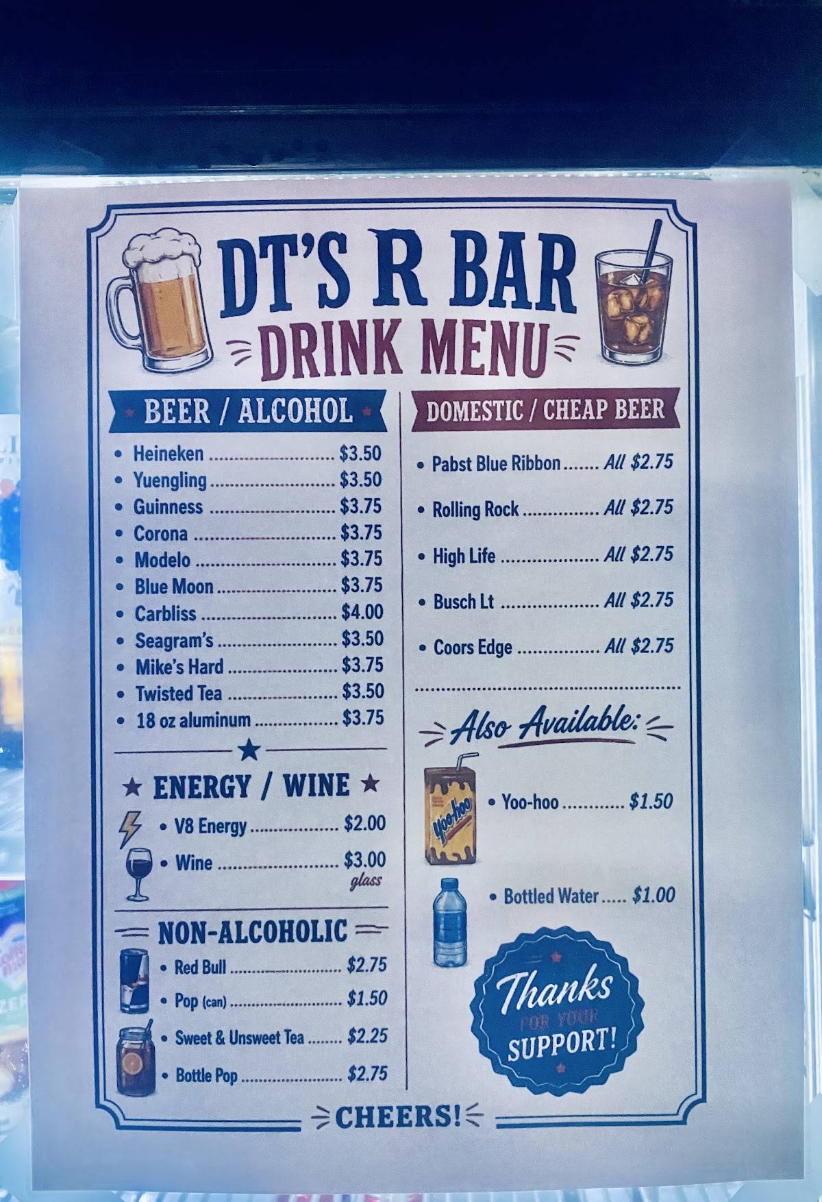 D T's R Bar меню