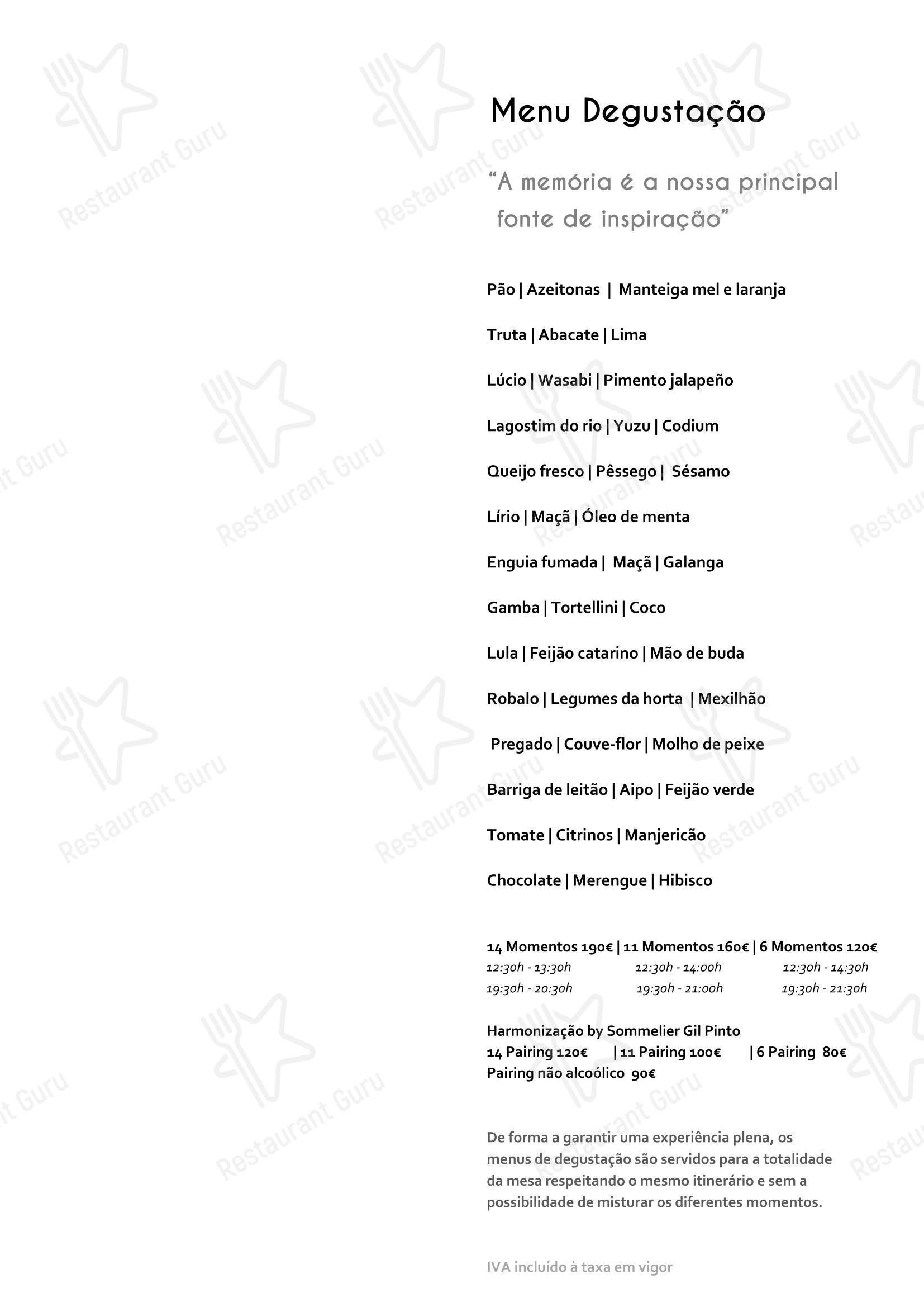 Меню ресторана DOC - Chef Rui Paula - 菜单