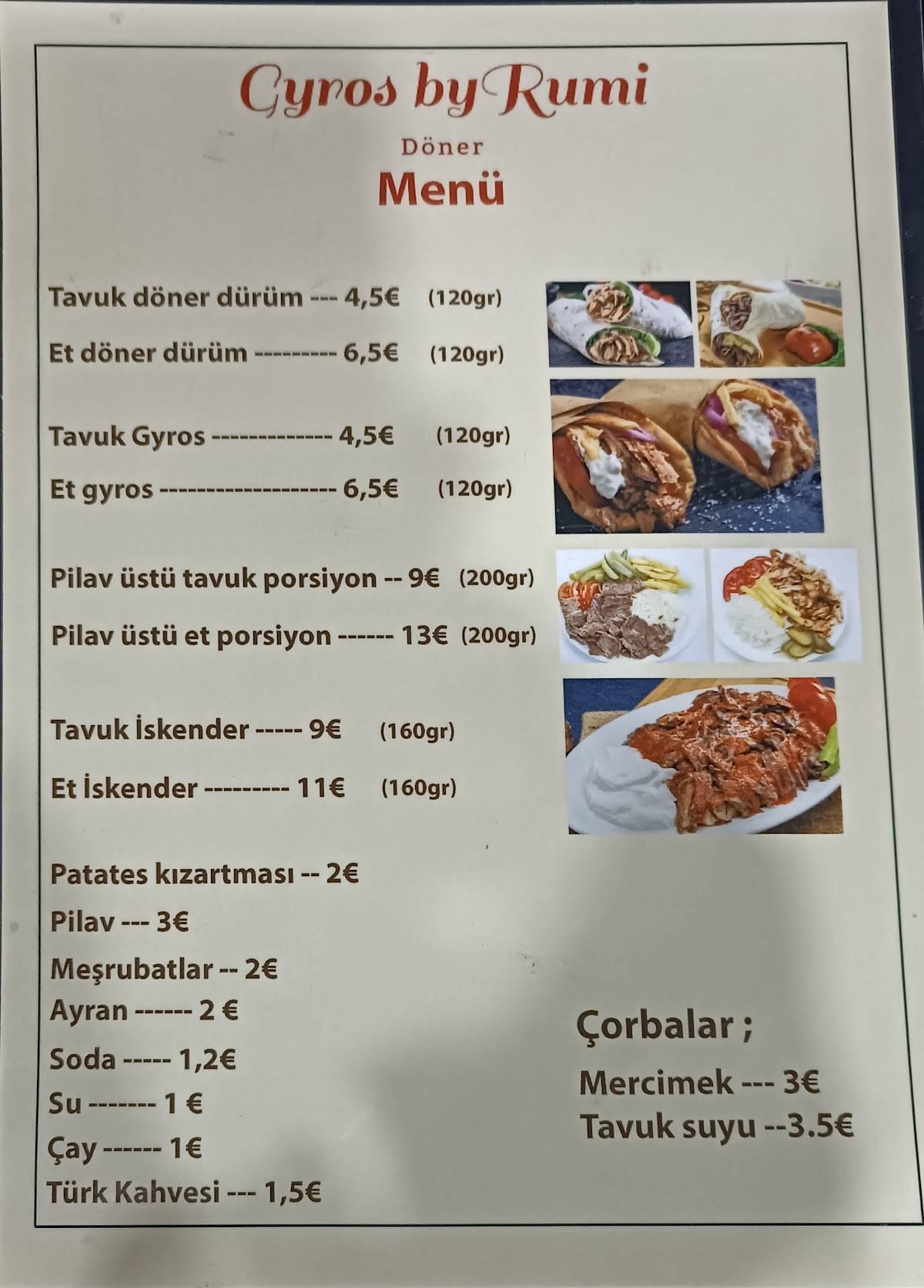 DONER X GYROS BY RUMİ меню