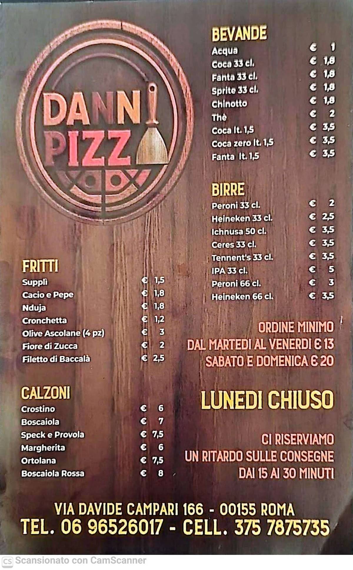 Danny Pizza меню