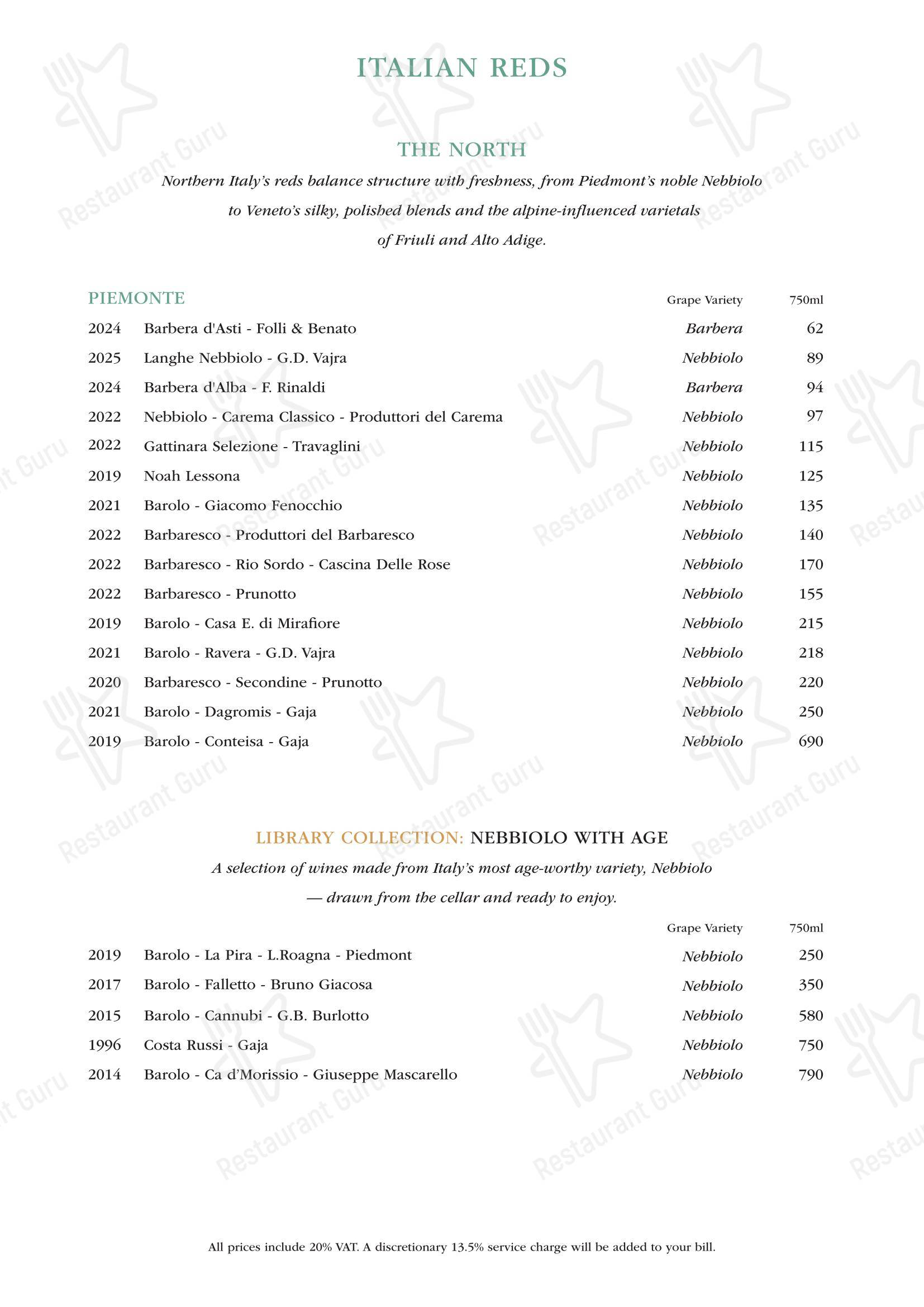 Daphne's в Лондоне - Takeaway Menu