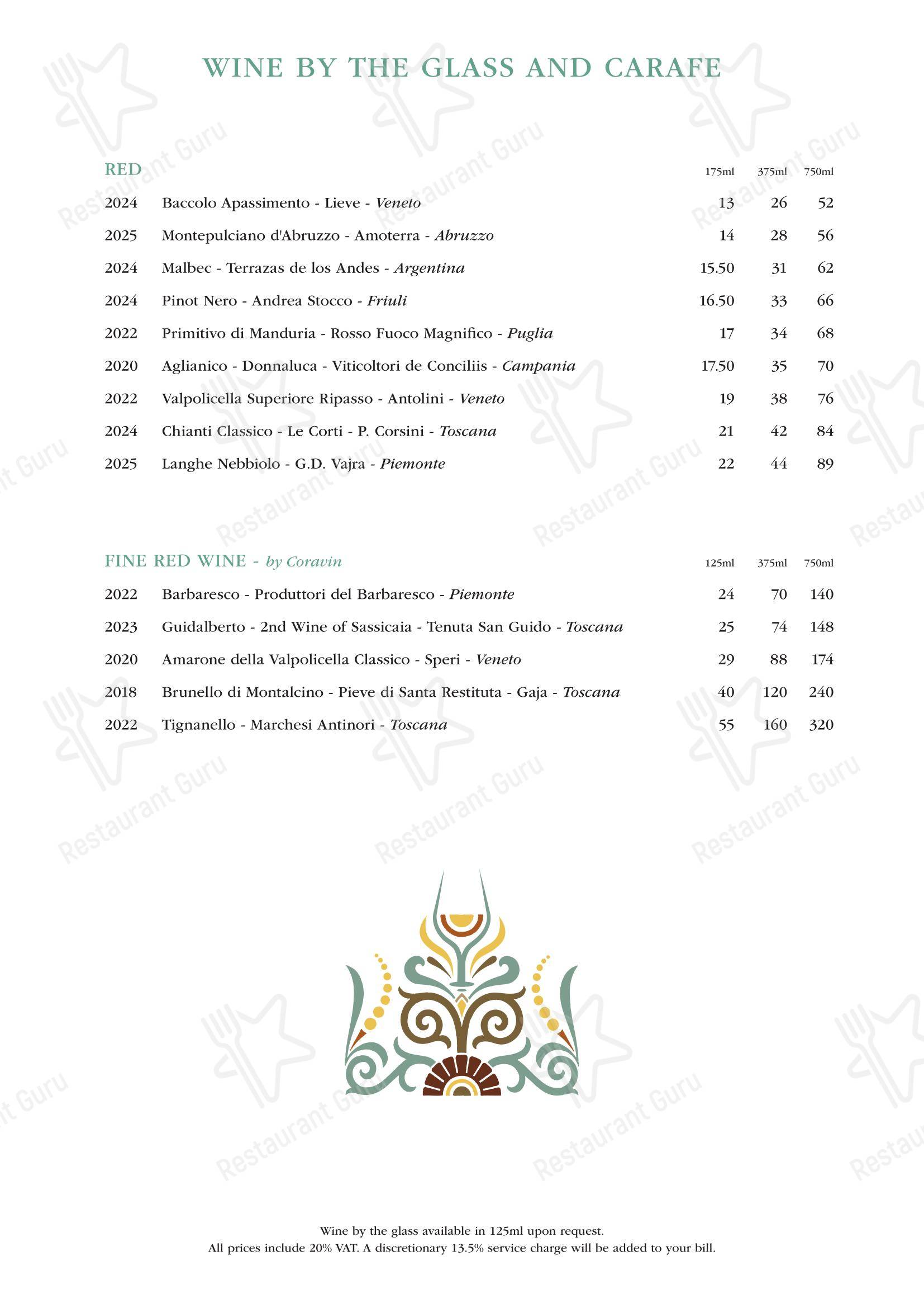 Меню ресторана Daphne's - Takeaway Menu