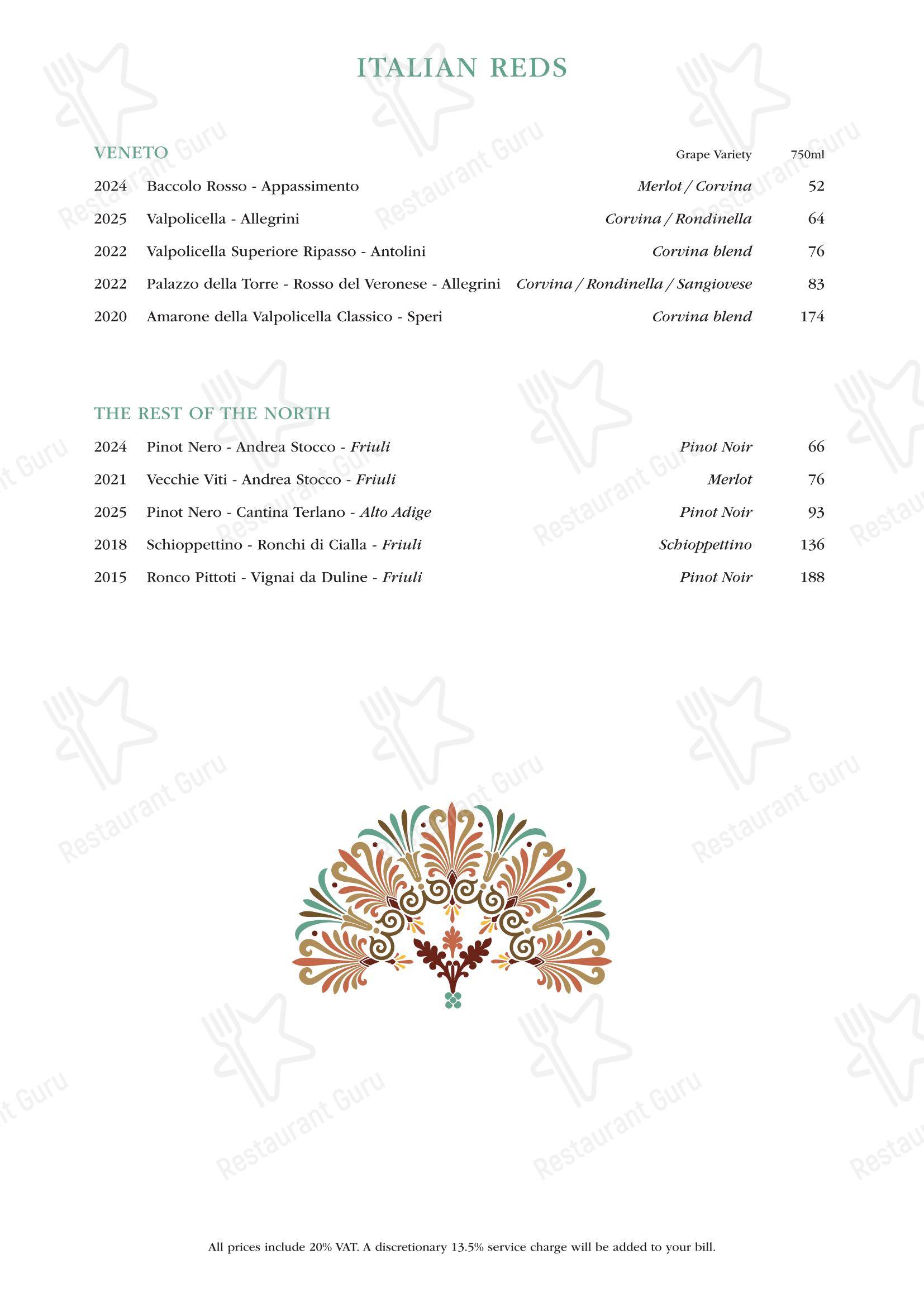 Daphne's в Лондоне - Takeaway Menu