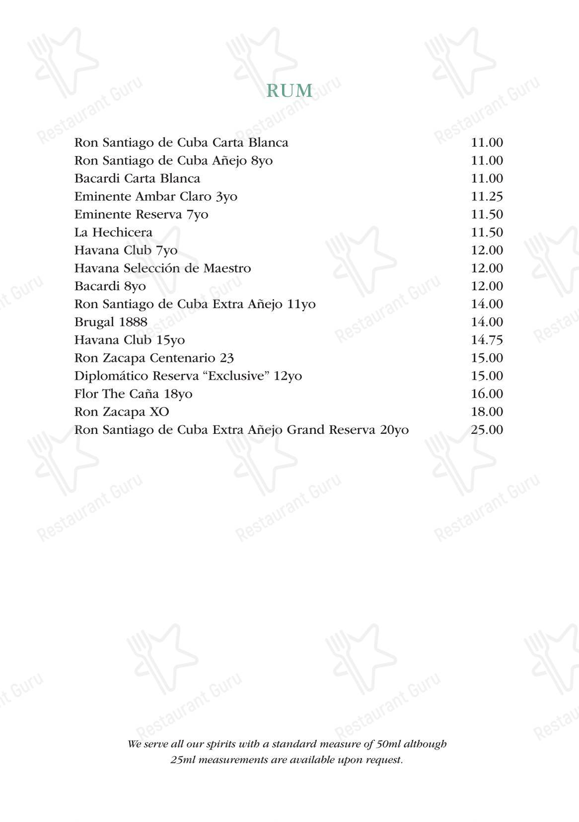 Catering Menu ресторана Daphne's в Лондоне