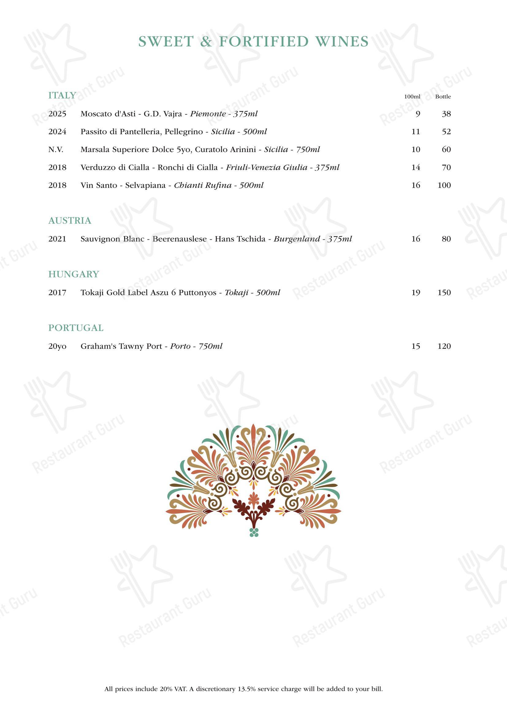 Takeaway Menu ресторана Daphne's в Лондоне