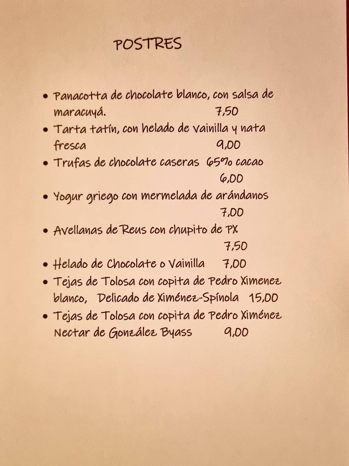 Restaurant De Bar Casa Cabestany меню