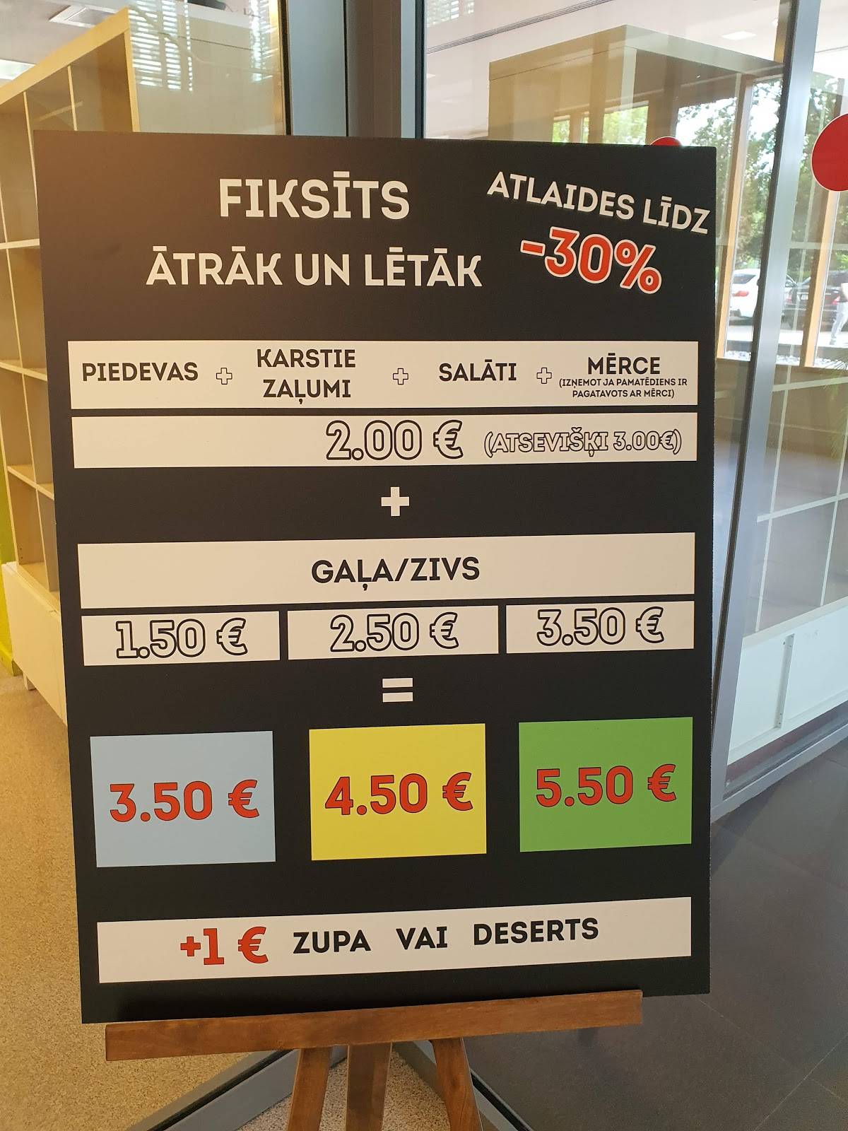 Delicio, pusdienu restorāns меню