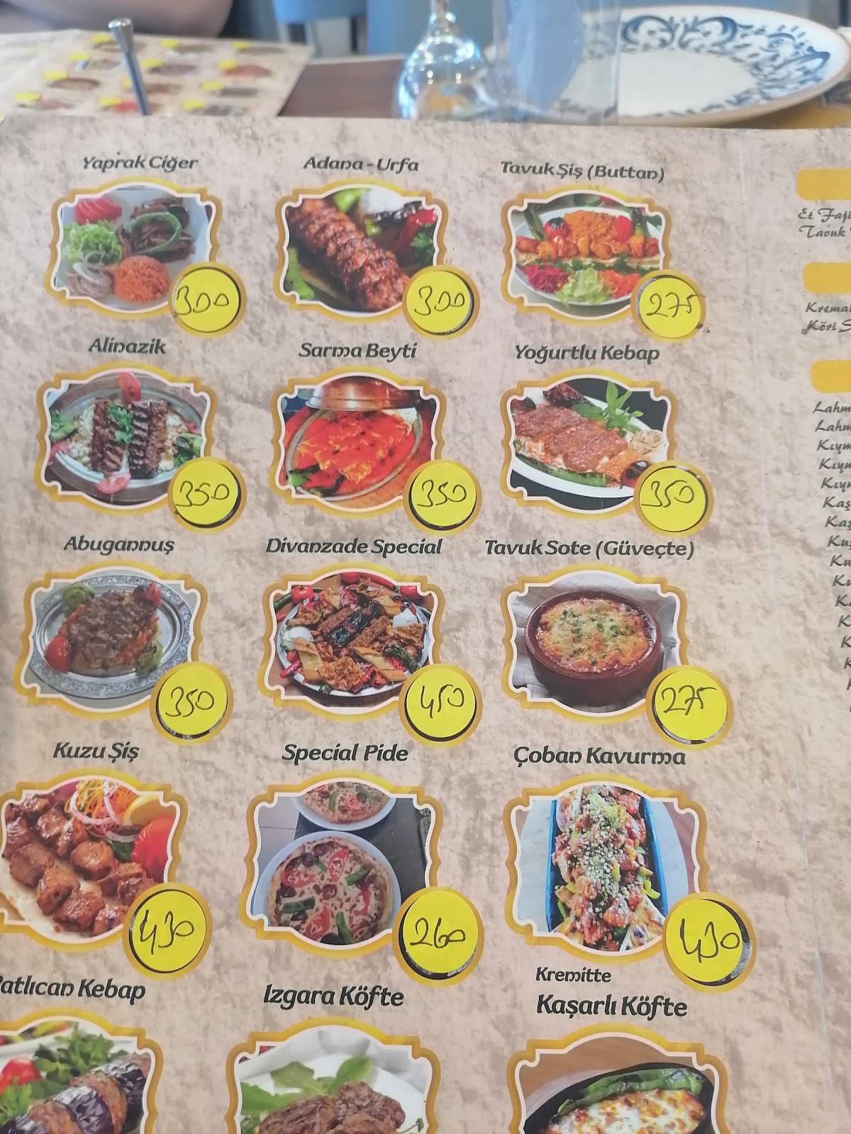 DİVANZADE RESTAURANT меню
