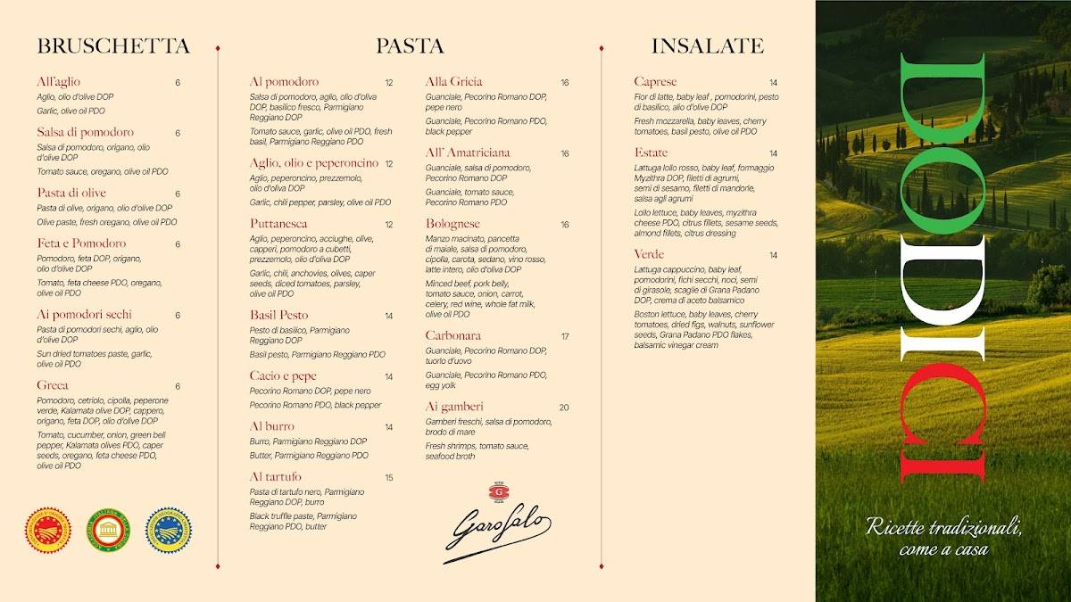Dodici - Pizza, pasta e vino меню