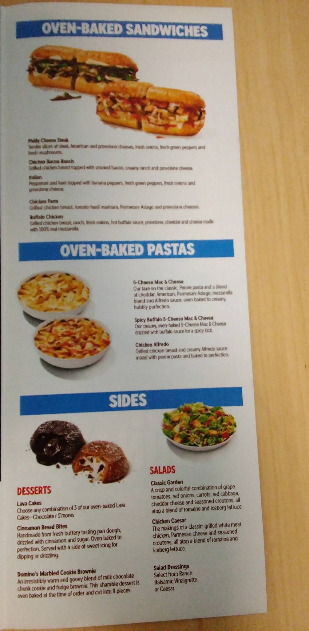 Domino's Pizza меню