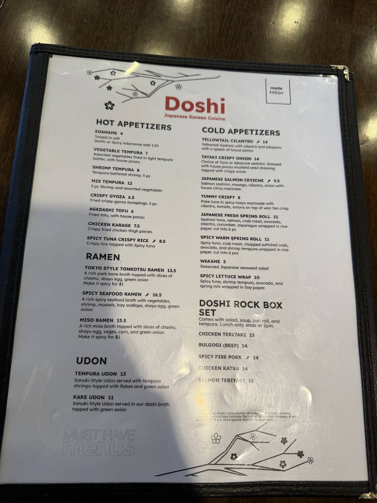 Doshi меню