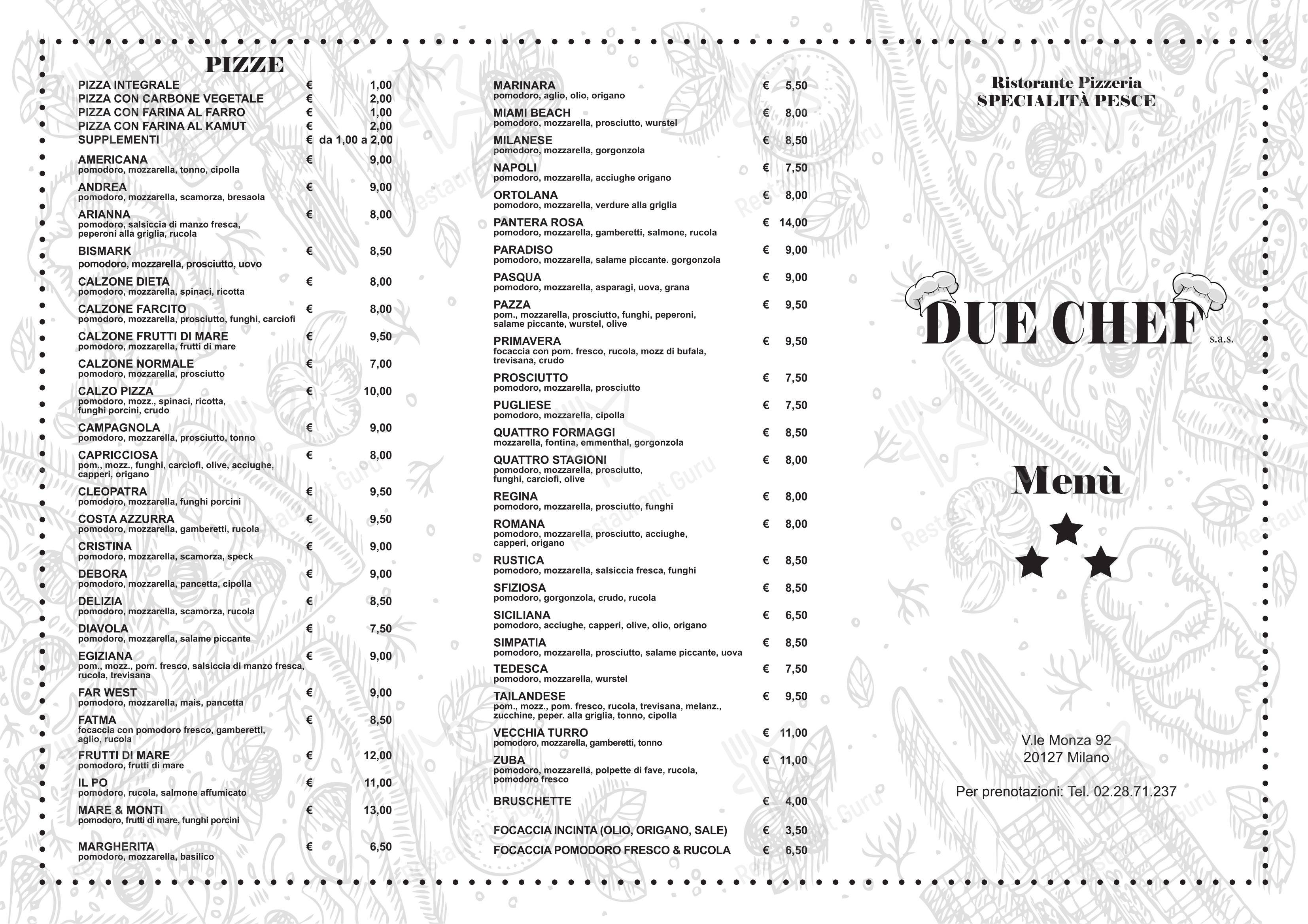 Due Chef в Милане - Меню напитков