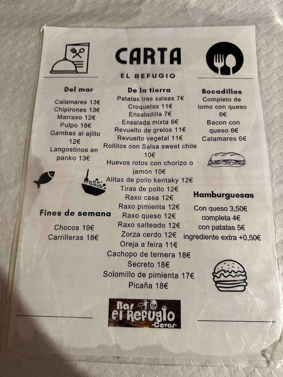 EL REFUGIO меню