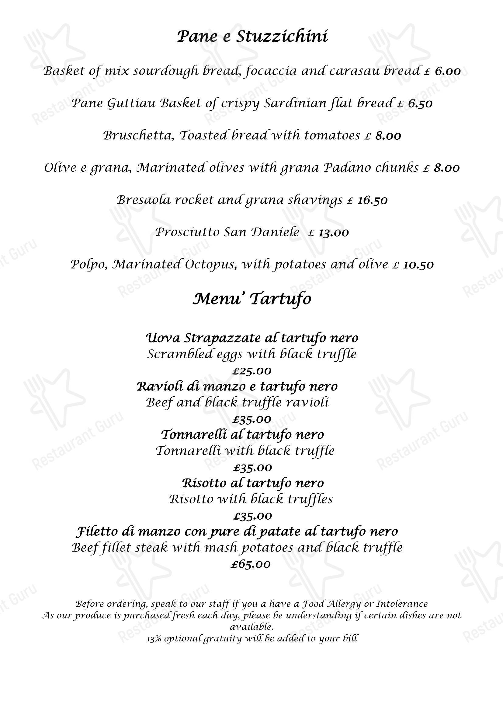 Меню напитков ресторана Edera Restaurant