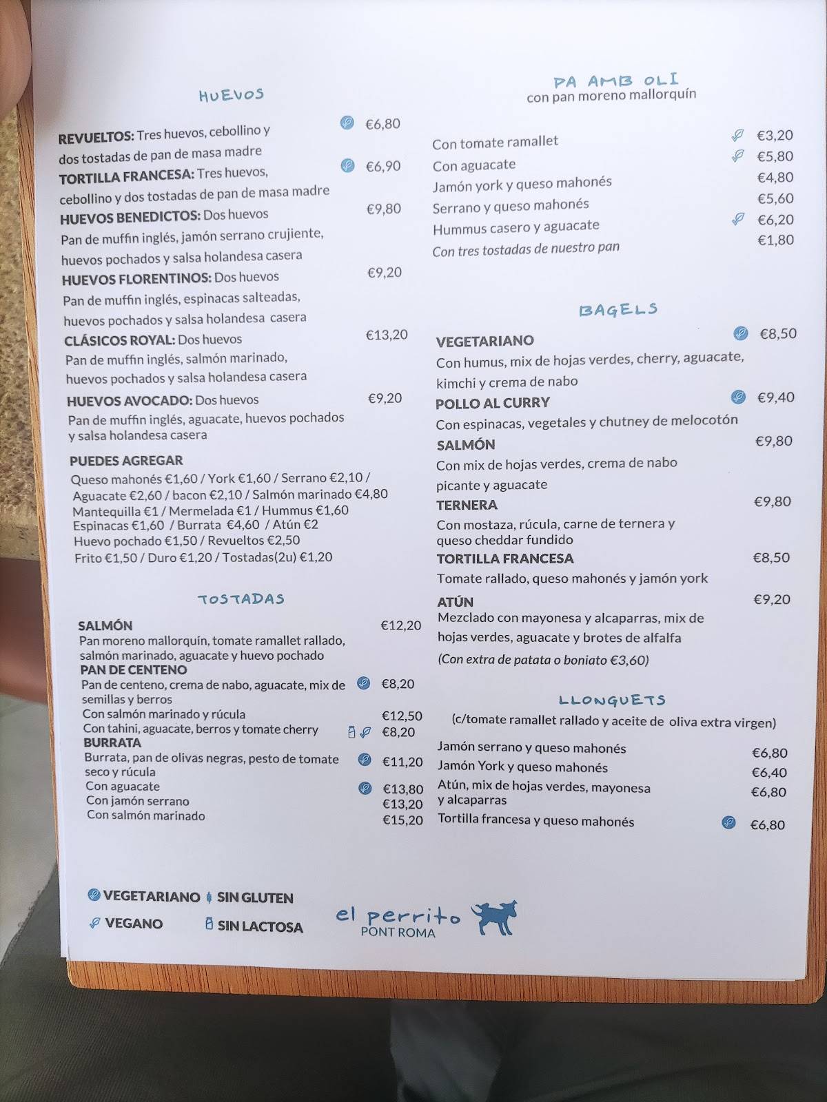 El Perrito Pont Roma Pollensa меню