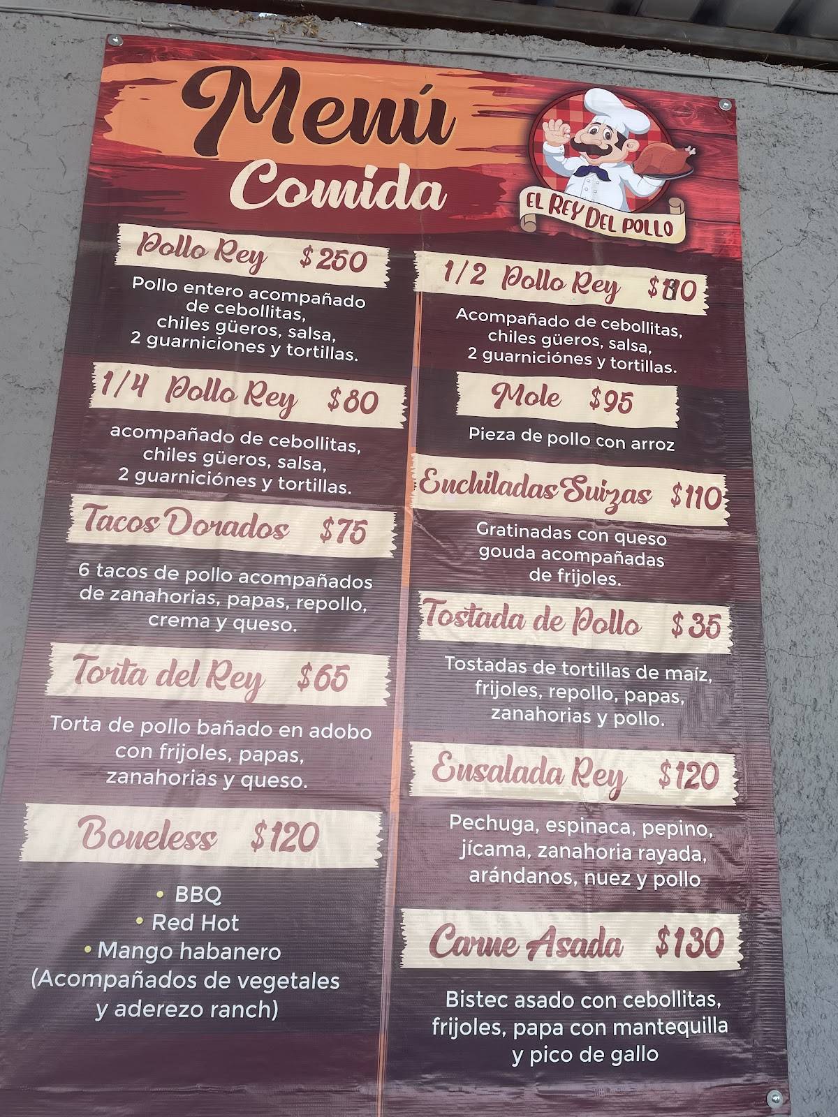 El Rey del Pollo меню