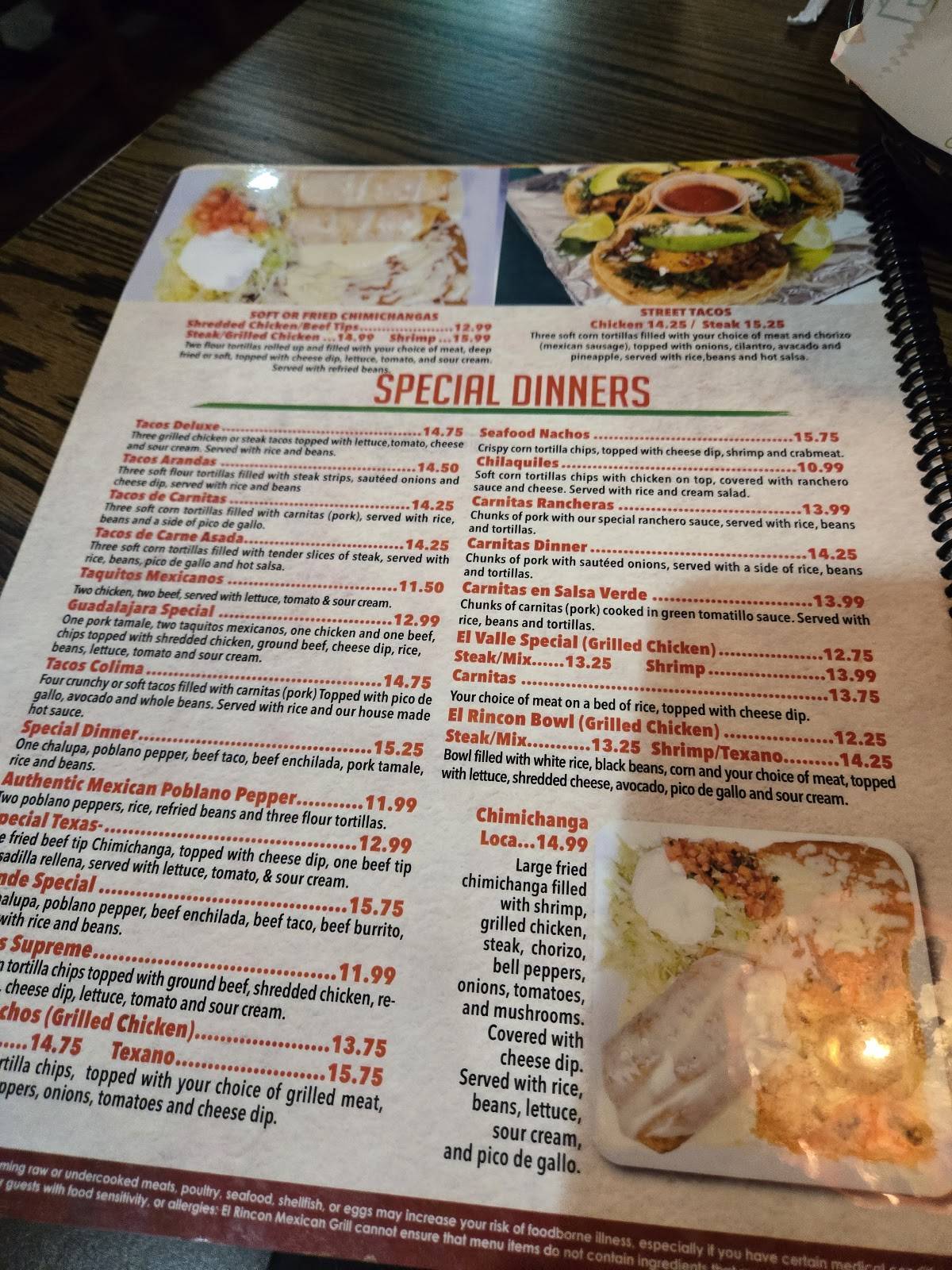 El Rincón Mexican Restaurant меню