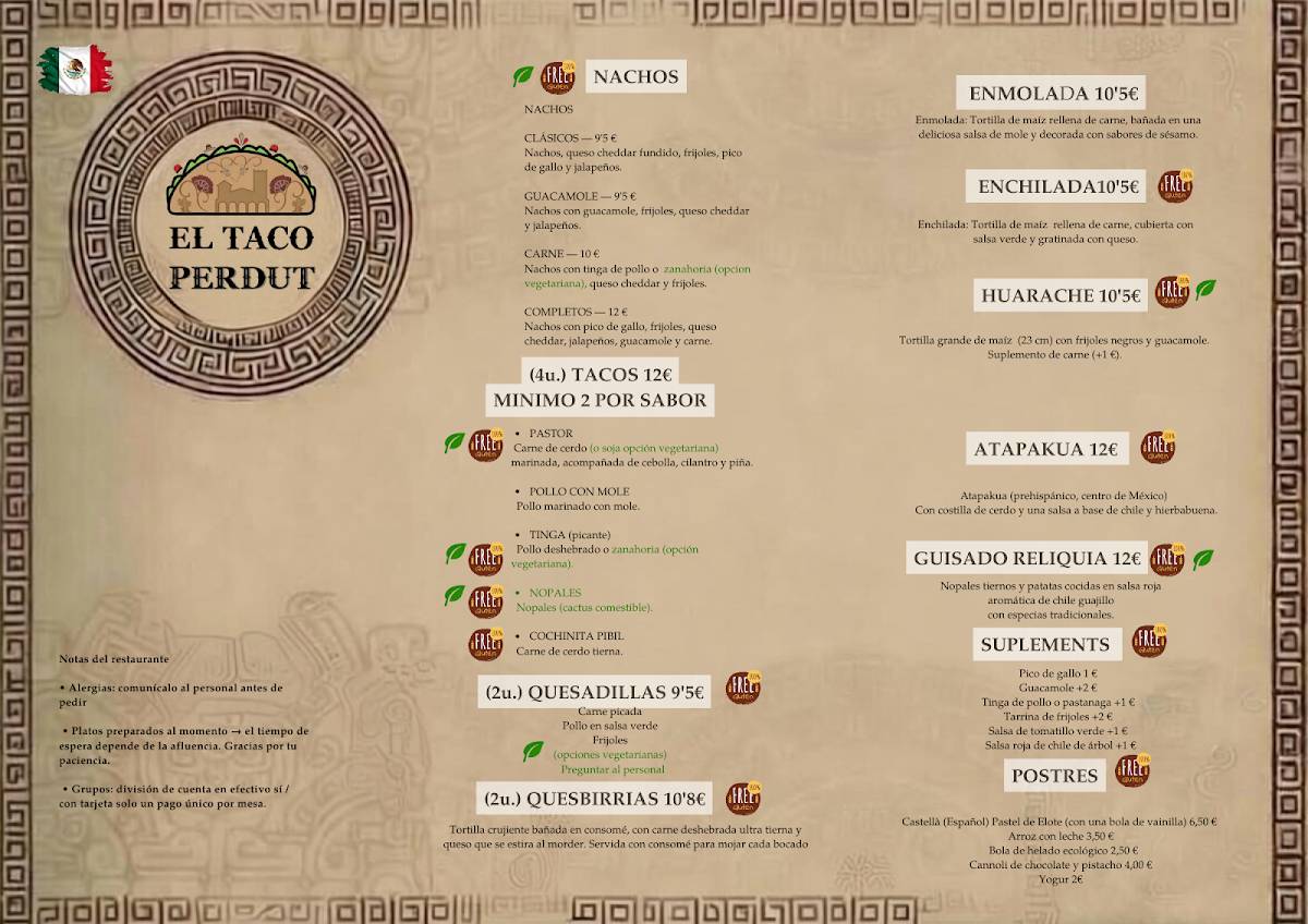 El Taco Perdut меню