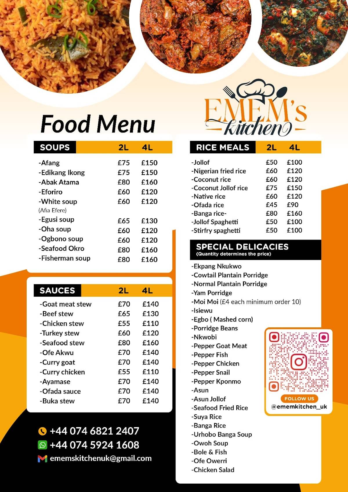 Emem's kitchen меню
