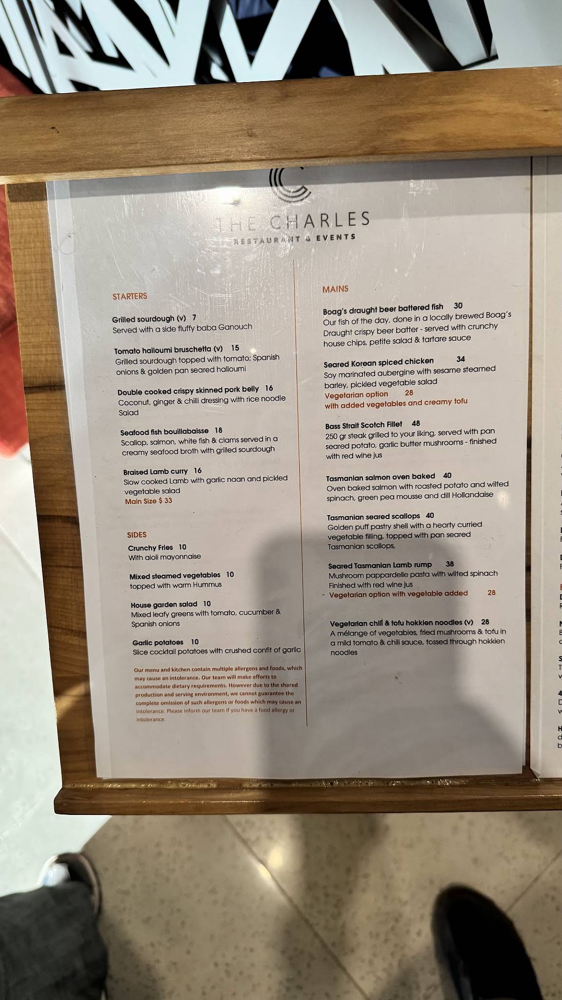Esca Restaurant меню