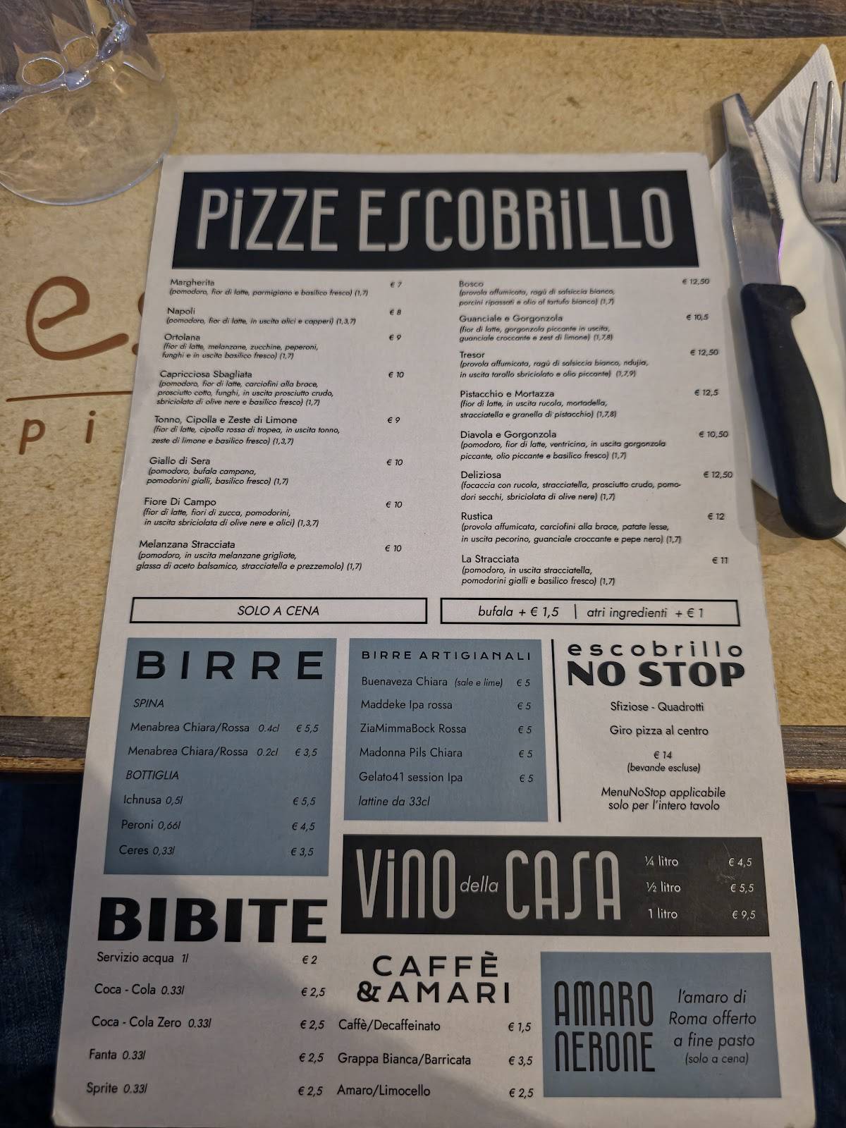 Escobrillo Roma меню