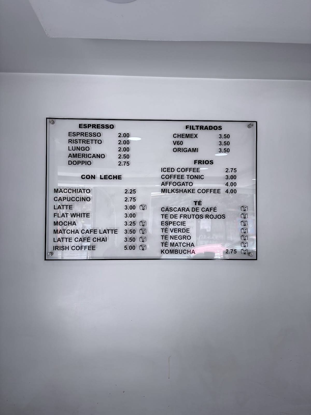 Especie café меню