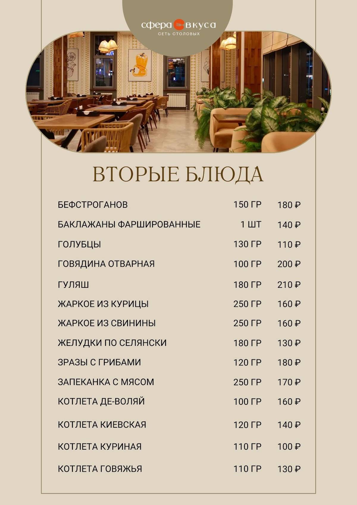 Сфера Вкуса меню