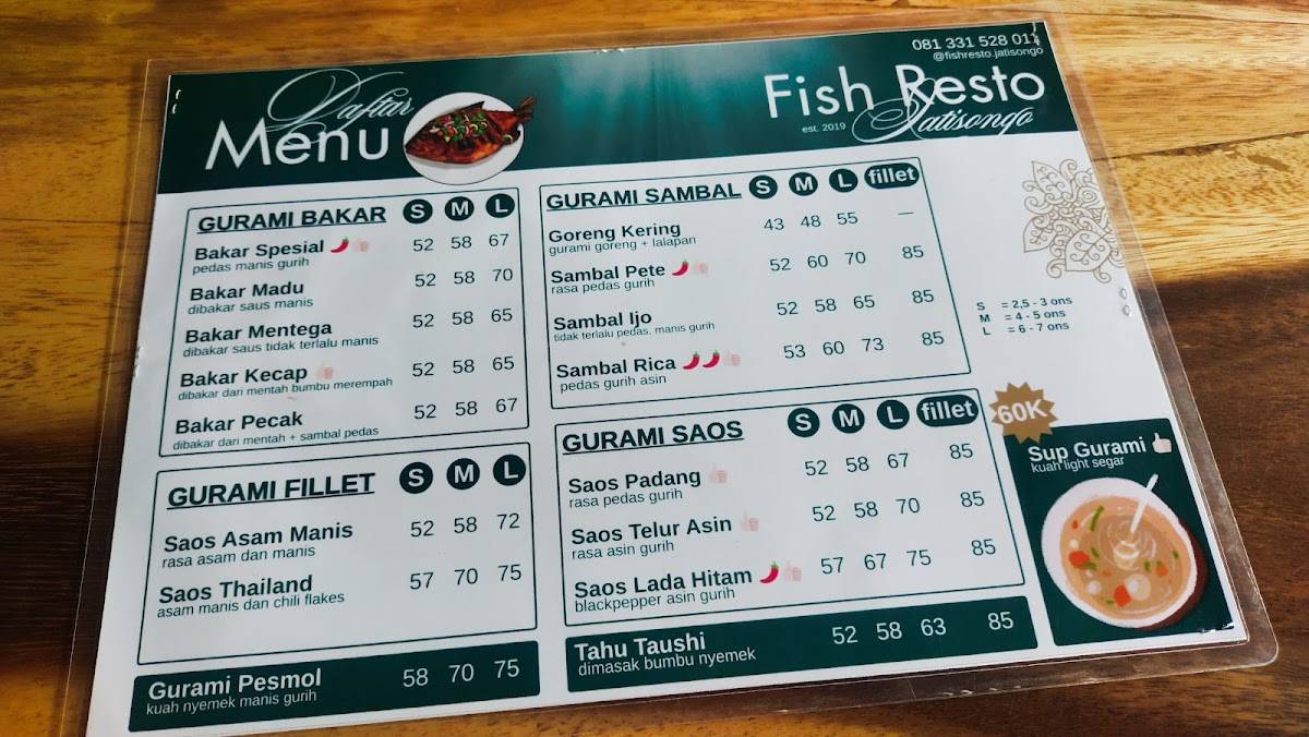 FISH RESTO JATISONGO меню