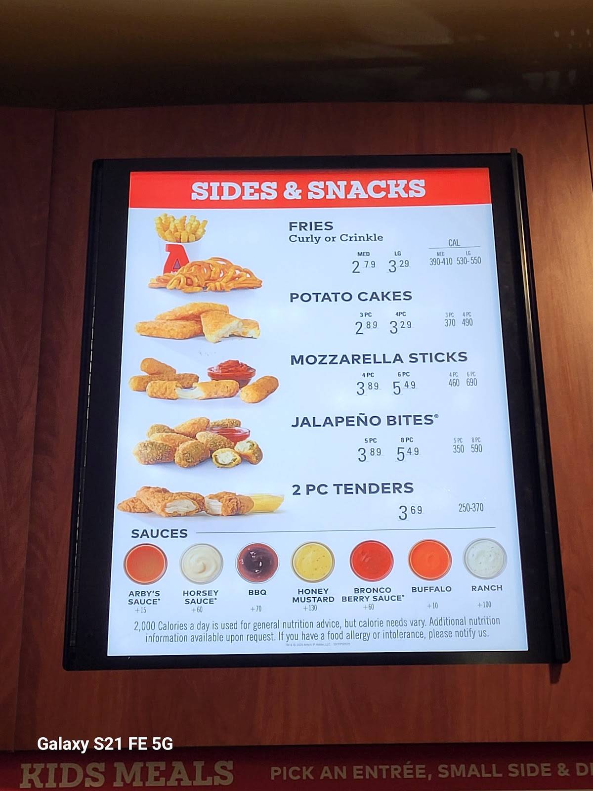 Arby's меню