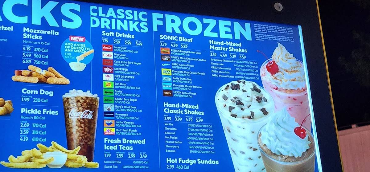 Sonic Drive-In меню