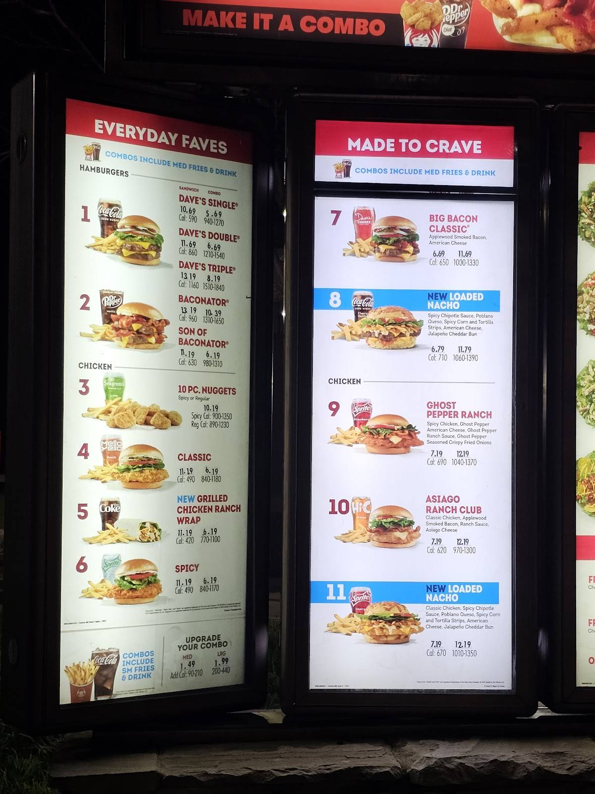Wendy's меню