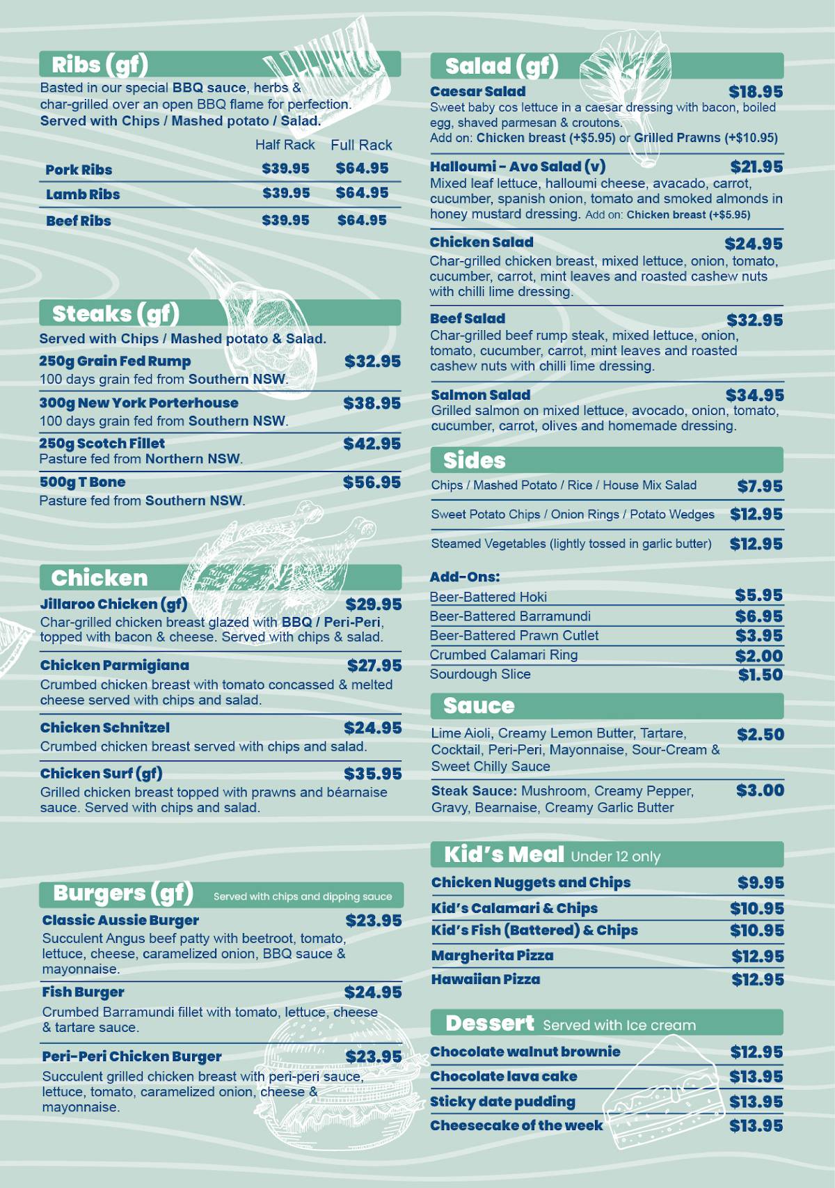 Fins & Ribs Manly меню