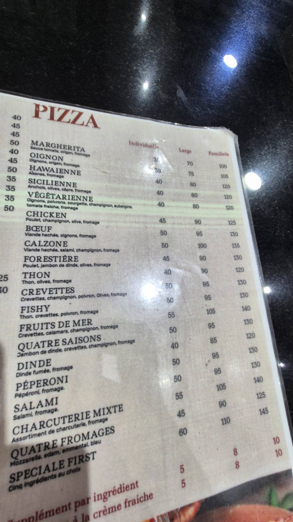 First Pizza меню