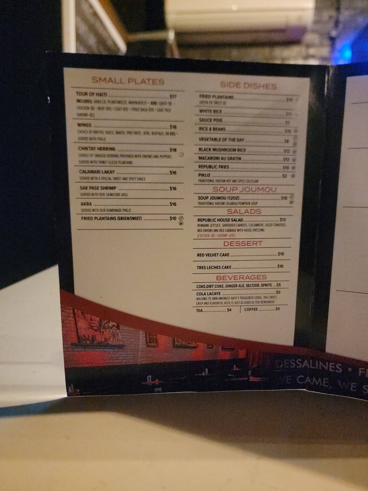 First Republic Lounge & Restaurant меню