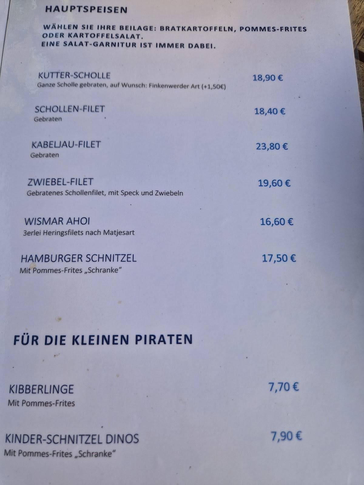 Fischerhütte Rerik меню