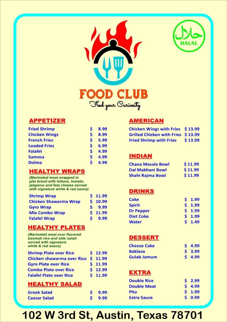 Food Club меню