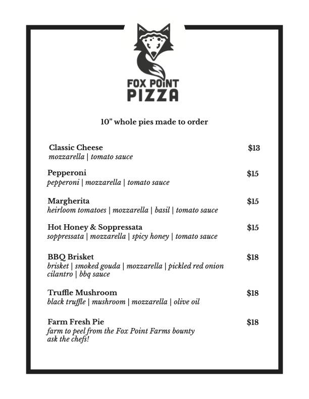 Fox Point Pizza меню