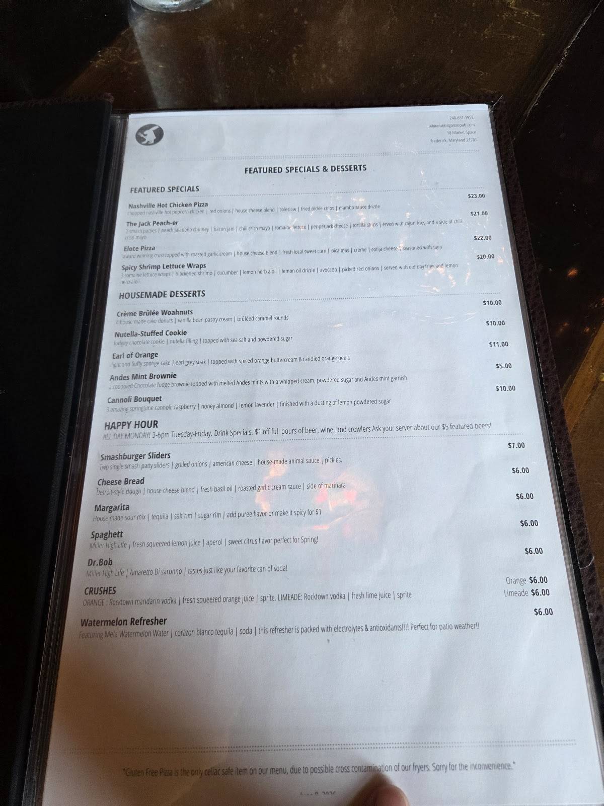 White Rabbit Gastropub меню