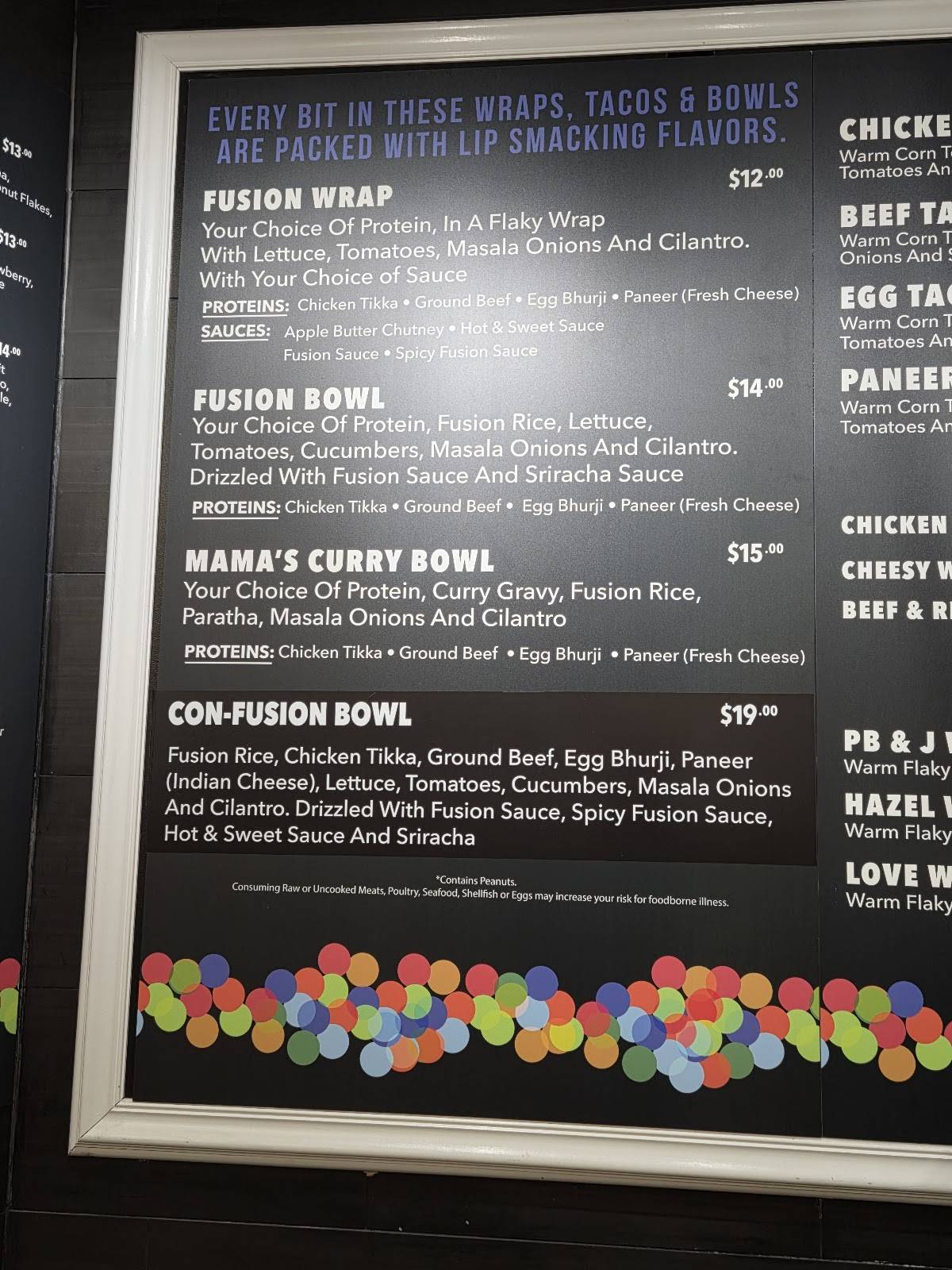 Fusion Eatz- Tacos, Bowls & Wraps меню