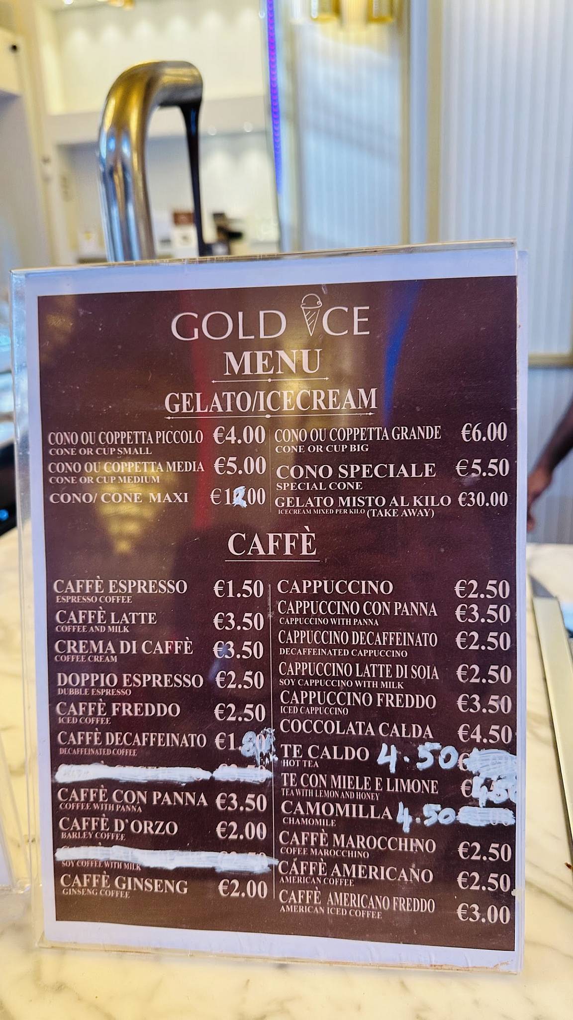GOLD ICE меню