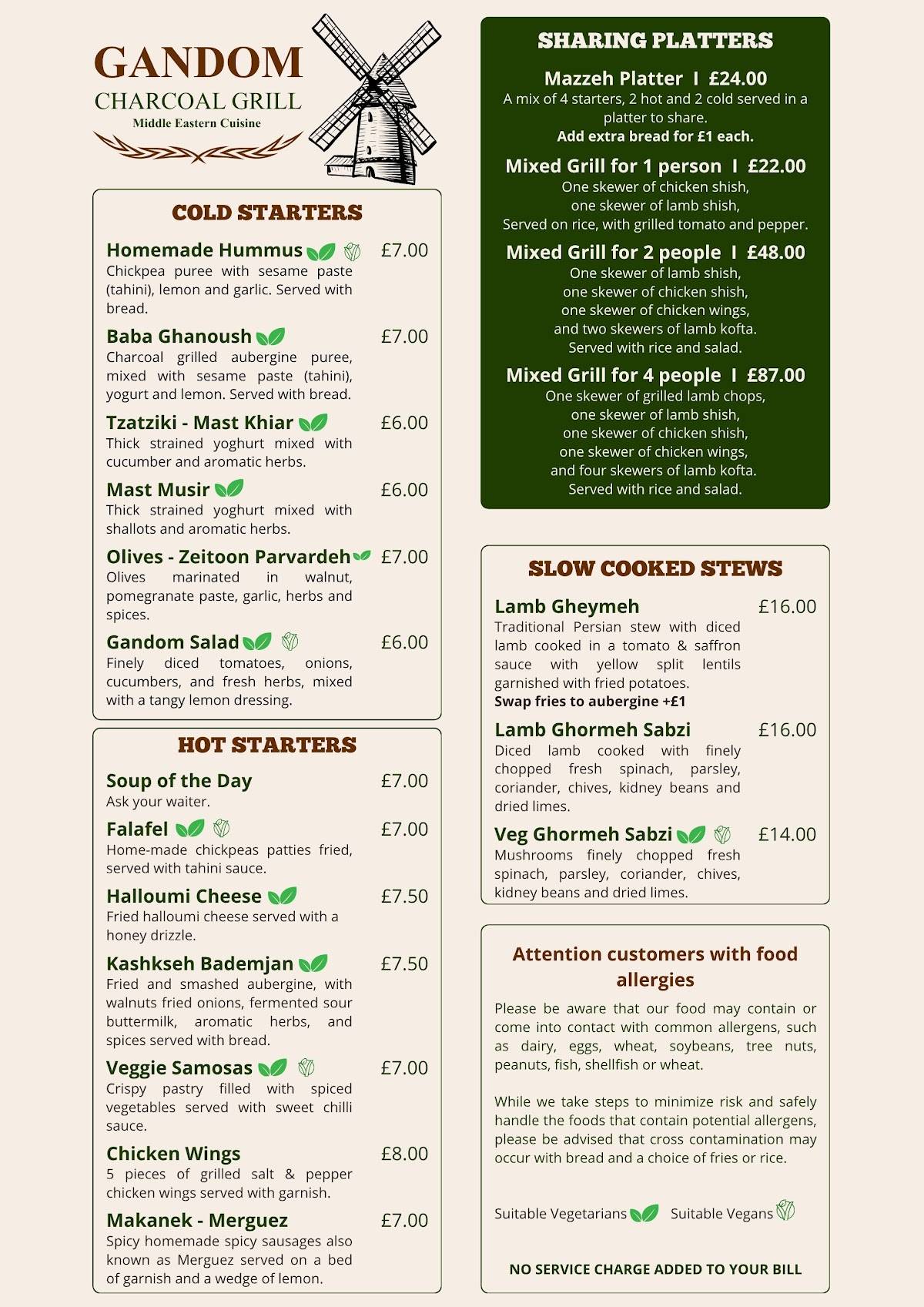 Gandom Charcoal Grill меню