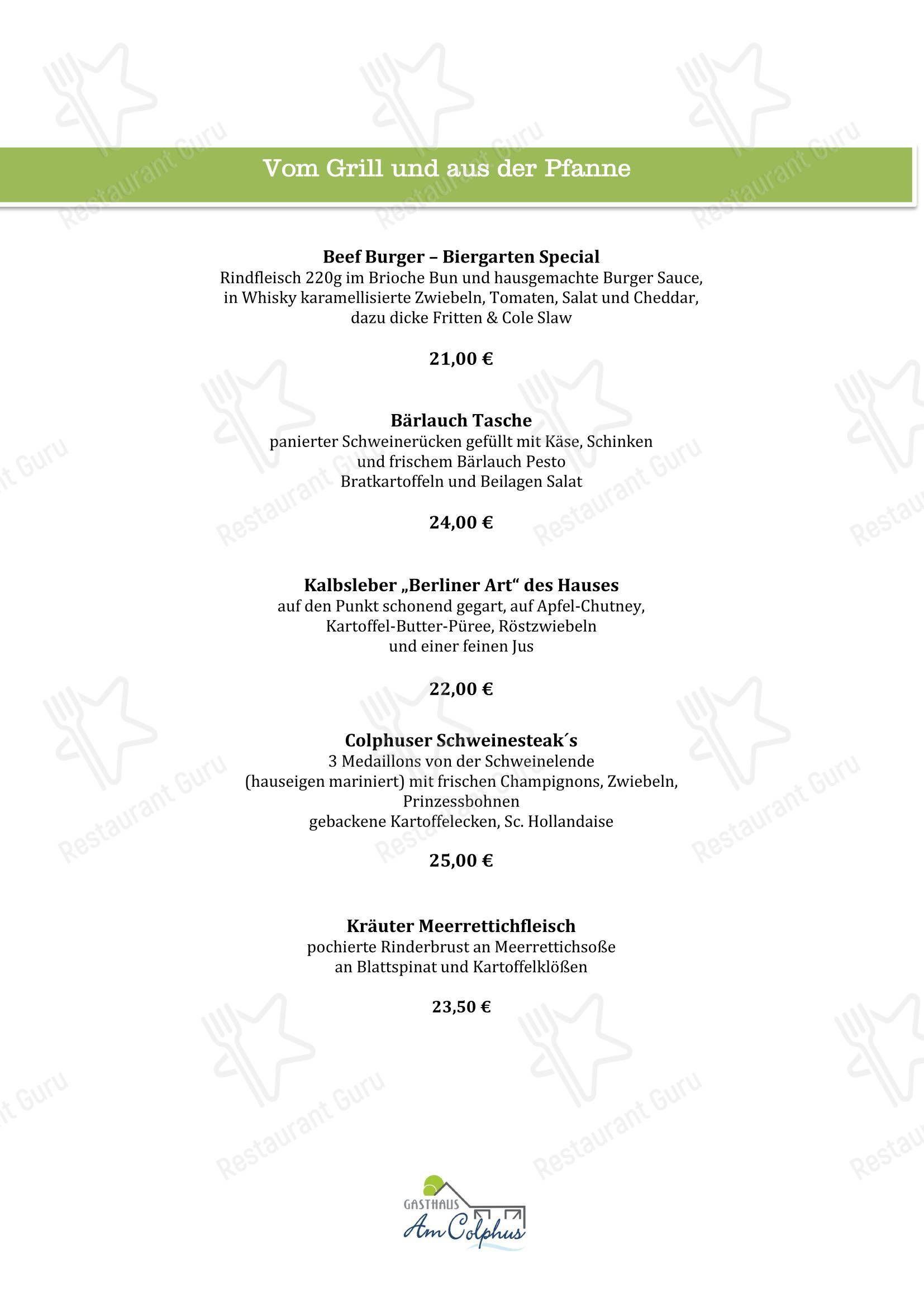 Основное меню ресторана Gasthaus Am Colphus