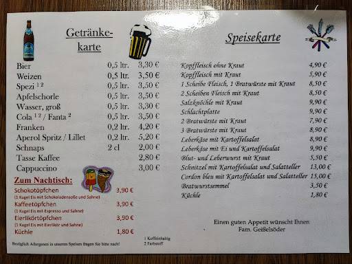 Gasthaus Geißelsöder меню