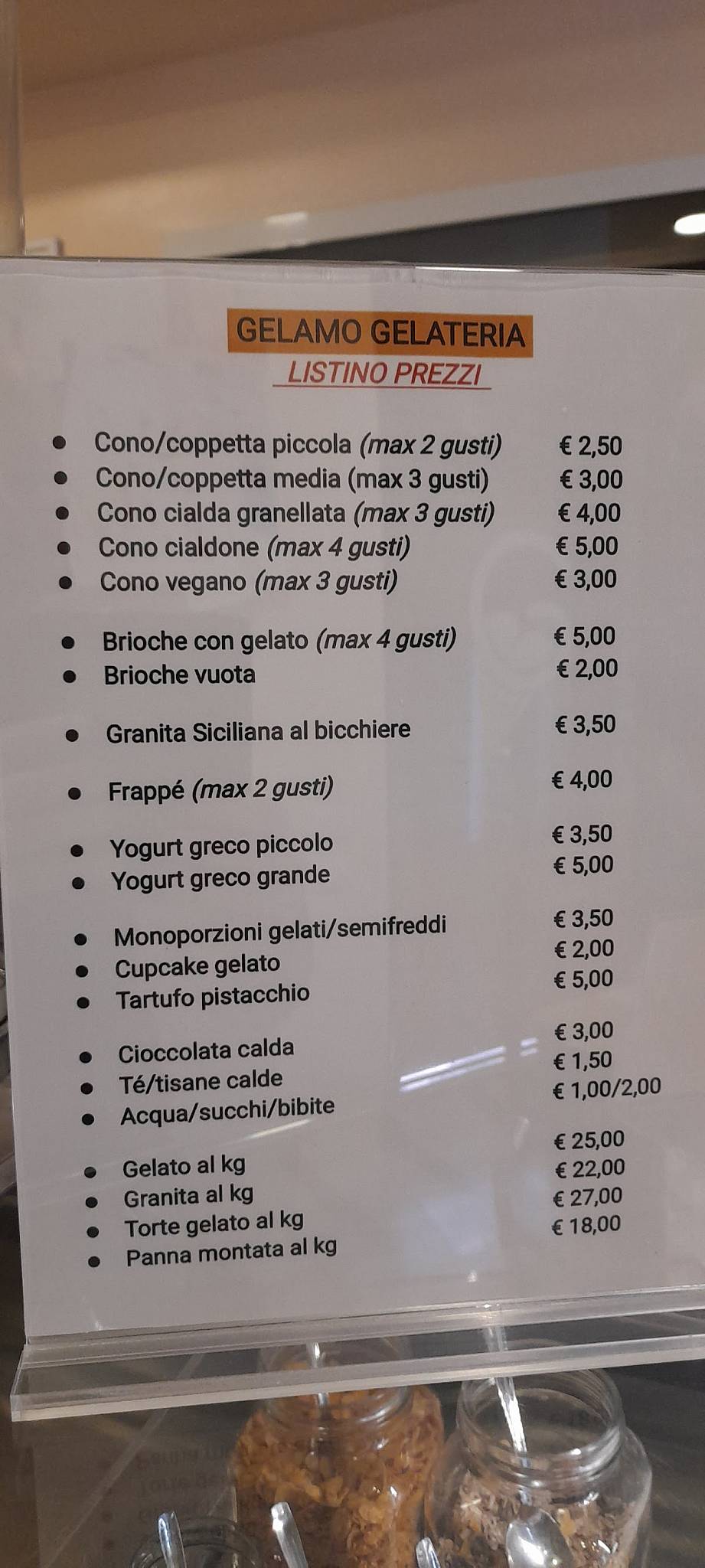 Gelateria Gelamo меню